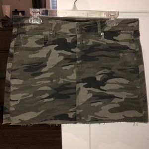 Camo denim skirt
